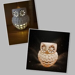 Harry Slatkin Owl oil warmer Night Light Nightlight Cutout Glazed ceramic Bird